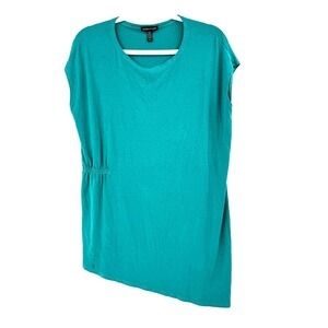 Eileen Fisher Signature Viscose Jersey Jewel Neck Tunic Top‎ Women's M Turquoise